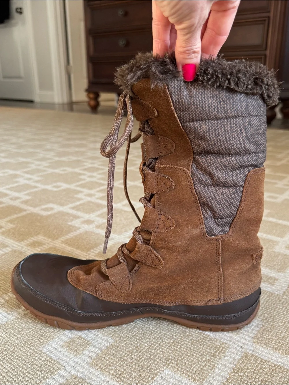 The North Face Nuptse Purna Waterproof Insulated Winter Boots Brown Size 9.5